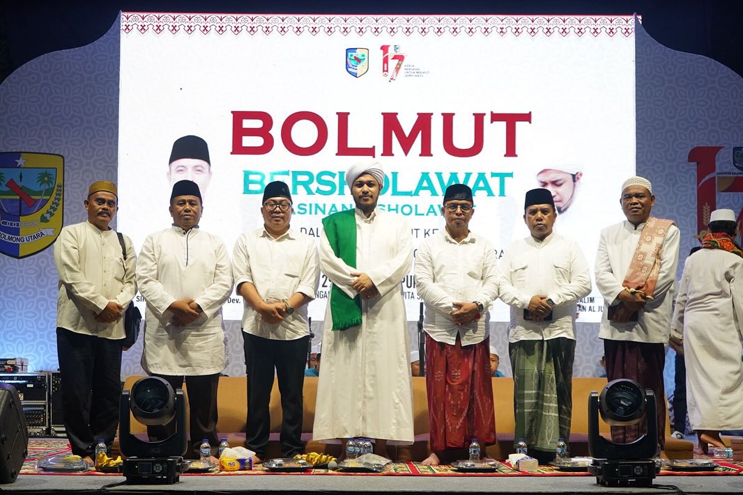 Foto Pj Bupati Bolmut Sirajudin Lasena bersama Al Habib Salim Bin Abdurrahman Al Jufri dan Forkopimda