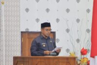 Bupati Bolmut Dr. Sirajudin Lasena menyampaikan kabar baik LPPD Bolmut saat menghadiri rapat  paripurna rekomendasi DPRD terhadap LKPJ 2024