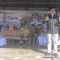 Bupati Boltara Dr. Sirajudin Lasena saat memberikan sambutan di giat Government Care Kecamatan Pinogaluman