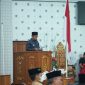 Bupati Boltara Dr. Sirajudin Lasena saat berpidato pada Sidang Paripurna Persetujuan Bersama Rancangan Peraturan Daerah (Ranperda) tentang Rencana Pembangunan Jangka Menengah Daerah (RPJMD) Kabupaten Boltara Tahun 2025–2029, yang digelar di ruang sidang DPRD.