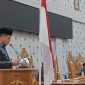 Bupati Boltara Dr. Sirajudin Lasena saat menyampaikan Rancangan Akhir Rencana Pembangunan Jangka Menengah Daerah (RPJMD) Tahun 2025–2029 di rapat paripurna DPRD Boltara