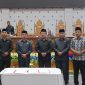 Bupati Boltara Dr. Sirajudin Lasena di dampingi Wakil Bupati Moh. Aditya Pontoh bersama Pimpinan DPRD Boltara
