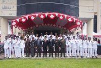 Bupati Boltara, Dr. Sirajudin Lasena, Wakil Bupati, Moh. Aditya Pontoh, Sekda Jusnan Mokoginta, bersama kepala desa (sangadi) yang hadir pada upacara peringatan hari pahlawan nasional