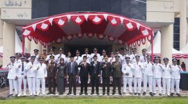 Bupati Boltara, Dr. Sirajudin Lasena, Wakil Bupati, Moh. Aditya Pontoh, Sekda Jusnan Mokoginta, bersama kepala desa (sangadi) yang hadir pada upacara peringatan hari pahlawan nasional