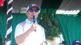 Bupati Boltara, Dr. Sirajudin Lasena saat memberikan sambutan pada perayaan HUT Korpri ke-54