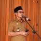 Bupati Boltara, Dr. Sirajudin Lasena saat membuka peningkatan kapasitas Sumber Daya Manusia (SDM) pengurus Koperasi Merah Putih di aula Kantor Camat Bolangitang Barat