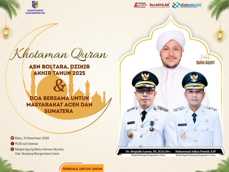Pemkab Boltara akan menggelar Doa dan Khataman Qur'an pada momen perpisahan Tahun