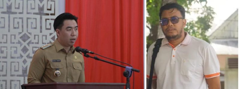 Bupati Kepulauan Sangihe, Michael Thungari dan Staf Khusus Bupati Bidang Komunikasi Publik, Dendy Abram.