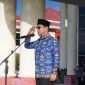 Bupati Boltara, Dr. Sirajudin Lasena saat memimpin apel korpri di lingkungan Pemerintah Kabupaten Boltara.