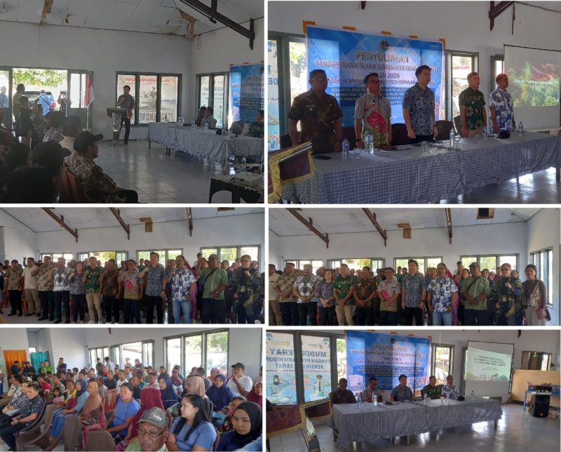 Bupati Kabupaten Kepulauan Sangihe, Michael Thungari bersama Kepala BPN Sangihe, Reynolds Alex Mukau beserta peserta sosialisasi intensif Program Pendaftaran Tanah Sistematis Lengkap (PTSL) Tahun 2026.