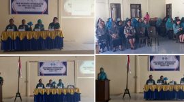 Camat Tabukan Utara, Marwan Nikiulu didampingi oleh Ketua PKK Kecamatan, Ny. Dahlia Nikiulu Soleman dan seluruh peserta rakor sinkronisasi Program Paud-PKK