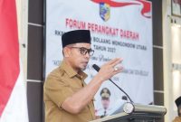 Bupati Boltara, Dr. Sirajudin Lasena saat memberikan sambutan pada Forum Perangkat Daerah RKPD 2027