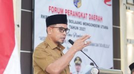 Bupati Boltara, Dr. Sirajudin Lasena saat memberikan sambutan pada Forum Perangkat Daerah RKPD 2027