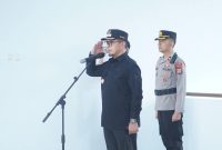 Bupati Boltara, Dr. Sirajudin Lasena menghadiri apel gelar pasukan operasi Ketupat 2026 di polres Boltara