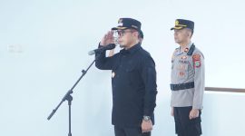 Bupati Boltara, Dr. Sirajudin Lasena menghadiri apel gelar pasukan operasi Ketupat 2026 di polres Boltara