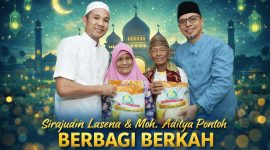 Bupati dan Wakil Bupati Boltara, menyerahkan bantuan sembako di momen safari ramadhan di Masjid Al-Amin, Desa Bolangitang II, Kecamatan Bolangitang Barat