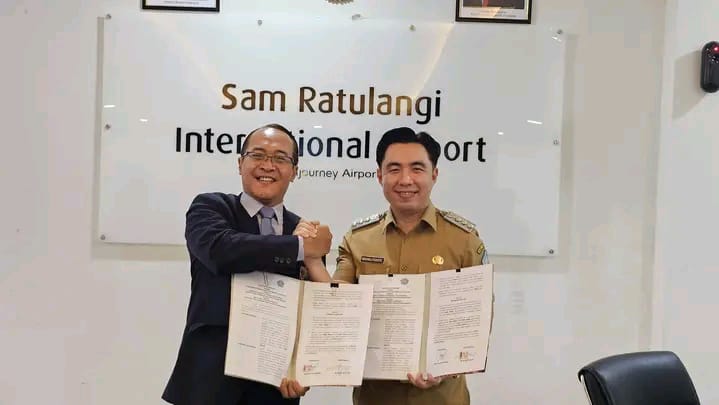 Bupati Sangihe Michael Thungari Bersama General Manajer PT Angkasa Pura 1 Bandara Samratulangi
