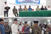 Bupati Kabupaten Kepulauan Sangihe Michael Thungari Memberikan Sambutan Sekaligus Menyerahkan Secara Simbolis Dana Oprasional Kepada Tokoh Agama Islam