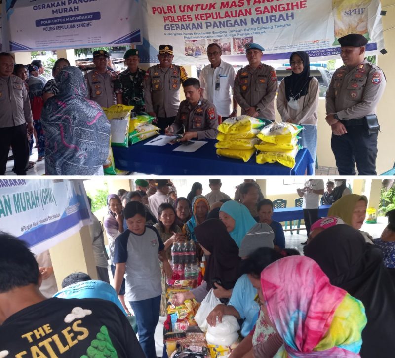 Bulog Tahuna dan Polres Sangihe berkolaborasi di Gerakan Pangan Murah menjelang Idul Fitri 1447 H