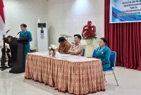 Ketua TP-PKK Sangihe Cherry Thungari Soeyoenus saat Memberikan Sambutan di momen HKG ke-54