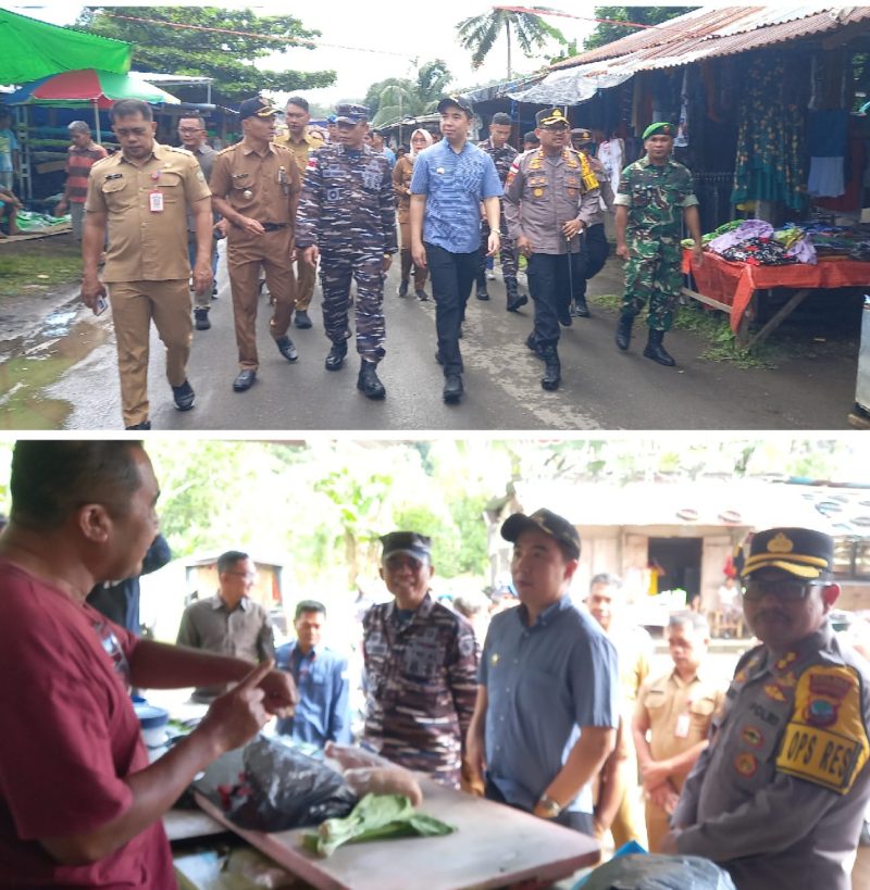 Bupati Kabupaten Kepulauan Sangihe Michael Thungari di Dampingi Danlanal Tahuna dan Kapolres Melakukan Operasi Pasar Petta