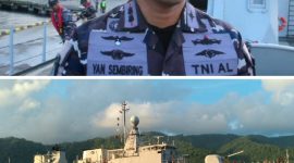 Komandan KRI Nala-363 Letkol Laut (P) Yan Ahmady Serimbing dan KRI Nala-363 Sandar di Pelabuhan Tahuna