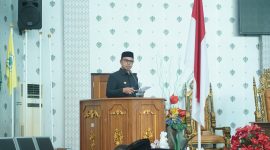 Bupati Boltara, Dr. Sirajudin Lasena saat menyampaikan sambutan pada rapat paripurna Penyampaian Rekomendasi DPRD terhadap Laporan Keterangan Pertanggungjawaban (LKPJ) Bupati Tahun Anggaran 2025