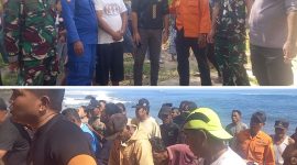 Sekretaris Komisi II DPRD Sangihe, Herman Lahungkondo, bersama Tim Gabungan, Basarnas, Pol airud, Tni-Al, camat tabukan utara, dan kapitalaung kampung mala,