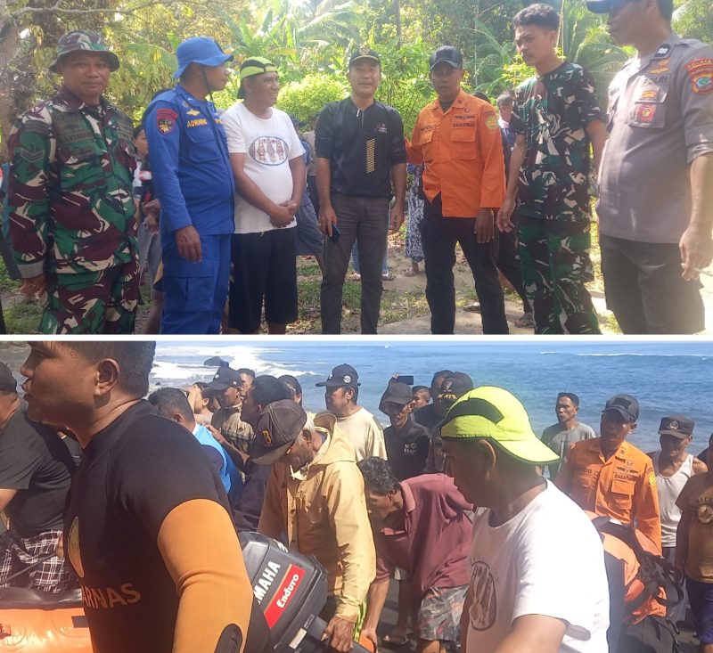 Sekretaris Komisi II DPRD Sangihe, Herman Lahungkondo, bersama Tim Gabungan, Basarnas, Pol airud, Tni-Al, camat tabukan utara, dan kapitalaung kampung mala,