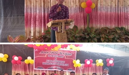 Keluarga besar SD Negeri Bahu menggelar kegiatan Halal Bi Halal yang berlangsung khidmat dan penuh nuansa emosional di halaman sekolah, Sabtu (25/04/2026). Kegiatan ini menjadi momentum penting dalam mempererat silaturahmi sekaligus dirangkaikan dengan acara perpisahan Pelaksana Tugas (Plt.) Kepala Sekolah, Gustap Arode, S.Pd., yang telah mengabdi selama kurang lebih dua tahun.