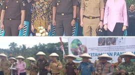 Bupati Kabupaten Kepulauan Sangihe  Michael Thungari dan Kajati Sulut Jacob Hendrik Pettilohy serta Forkompinda melakukan penanaman bibit cabai.