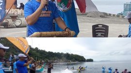 Sekretaris Daerah Kabupaten Kepulauan Sangihe Harry Wolf Melepas Peserta Lomba Boat Race Championship