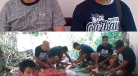 Ketua Panitia Qurban Masjid Imaduddin Bahu, Abdurahman Padarat bersama denga Anggota DPRD Sangihe Jais Salele serta Panitia Qurban Lainnya