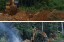 Foto Dugaan Aktivitas tambang ilegal menggunakan alat berat excavator di desa Huntuk, Kecamatan Bintauna