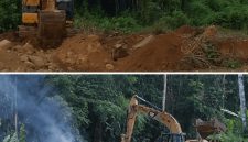 Foto Dugaan Aktivitas tambang ilegal menggunakan alat berat excavator di desa Huntuk, Kecamatan Bintauna