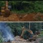 Foto Dugaan Aktivitas tambang ilegal menggunakan alat berat excavator di desa Huntuk, Kecamatan Bintauna
