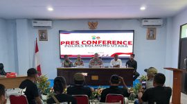 Suasana pres conference polres Boltara terkait kronologi penembakan sesama anggota polisi yang menyebabkan Briptu Excel Mamuli meninggal dunia