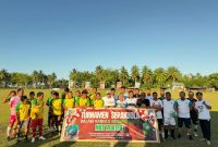 Bupati Boltara, Sirajudin Lasena membuka Open Tournament Sepak Bola Jagung Balap Cup (JBC) 2026 ditandai dengan pertandingan persahabatan antara Pemkab Boltara All Star melawan Jagung Balap All Star
