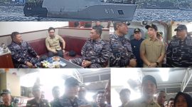 Bupati Kabupaten Kepulauan Sangihe Michael Thungari Bersama Nahkoda Kapal KRI SELAR 879 Laksamana Pertama (Laksma) TNI Endra Hartono