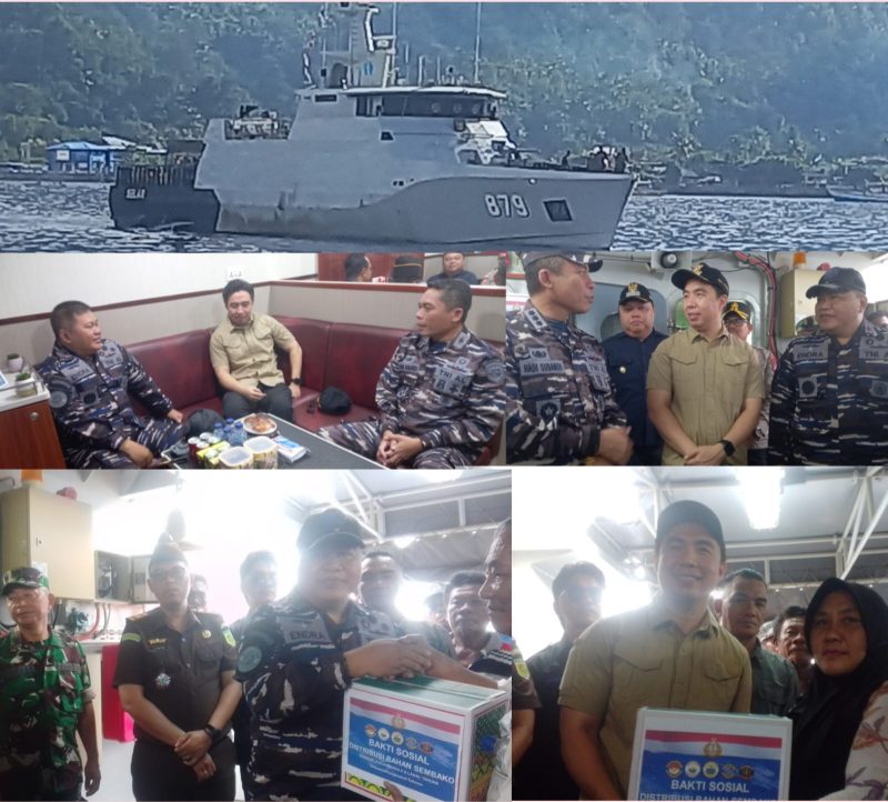 Bupati Kabupaten Kepulauan Sangihe Michael Thungari Bersama Nahkoda Kapal KRI SELAR 879 Laksamana Pertama (Laksma) TNI Endra Hartono