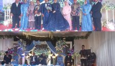Kakan Kemenag Kabupaten Kepulauan Sangihe H. Kusnadi bersama dengan Kedua Pengantin