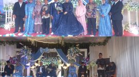 Kakan Kemenag Kabupaten Kepulauan Sangihe H. Kusnadi bersama dengan Kedua Pengantin