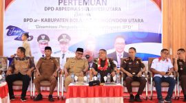 Bupati dan Wakil Bupati Boltara, Sirajudin Lasena-Moh. Aditya Pontoh, Wakajati Sulut Ferry Tas, Kejari Boltara Agus Tri Hartono, Sekretaris DPD ABPEDNAS Sulut Jackried Kanselir Maluenseng, dan Pimpinan DPRD Boltara Saiful Ambarak. 