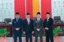 Bupati Kabupaten Kepulauan Sangihe Michael Thungari di Dampingi Wakil Bupati Sangihe Tendris Bulahari bersama dengan Ketua DPRD Sangihe Denny Roy Tampi dan PAW Anggota DPRD Sangihe Febrima Theodorus Angow