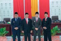 Bupati Kabupaten Kepulauan Sangihe Michael Thungari di Dampingi Wakil Bupati Sangihe Tendris Bulahari bersama dengan Ketua DPRD Sangihe Denny Roy Tampi dan PAW Anggota DPRD Sangihe Febrima Theodorus Angow