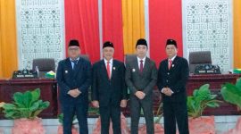 Bupati Kabupaten Kepulauan Sangihe Michael Thungari di Dampingi Wakil Bupati Sangihe Tendris Bulahari bersama dengan Ketua DPRD Sangihe Denny Roy Tampi dan PAW Anggota DPRD Sangihe Febrima Theodorus Angow