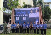 Bupati Boltara Dr. Sirajudin Lasena didampingi oleh Kepala BKPSDM Boltara Mirwan Datukaramat dan segenap jajaran pemkab Boltara serta Forkopimda saat prosesi launching aplikasi digital SIDAK ASN dan SIMPEGDA