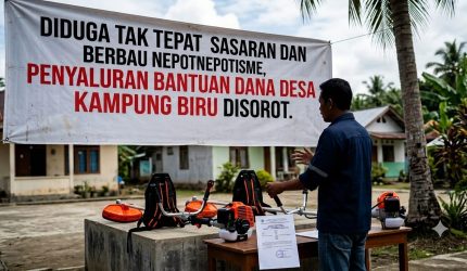 Pengelolaan dan penyaluran Dana Desa (DD) Tahun Anggaran 2025 di Kampung Biru, Kecamatan Tabukan Tengah, Kabupaten Kepulauan Sangihe, menuai sorotan dari warga. Penyaluran bantuan mesin potong rumput yang dianggarkan melalui program Ketahanan Pangan diduga tidak tepat sasaran dan disinyalir mengandung unsur nepotisme.