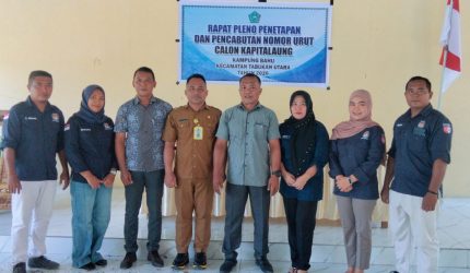 Panitia Pemilihan Kapitalaung (Kepala Desa) Kampung Bahu, Kecamatan Tabukan Utara, Kabupaten Kepulauan Sangihe, secara resmi menggelar Rapat Pleno Penetapan dan Pencabutan Nomor Urut Calon Kapitalaung
