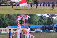 Proses Pemberian Bendera Pusaka Merah Putih Oleh Camat Tabukan Utara.
dan Pengibaran Bendera Merah Putih